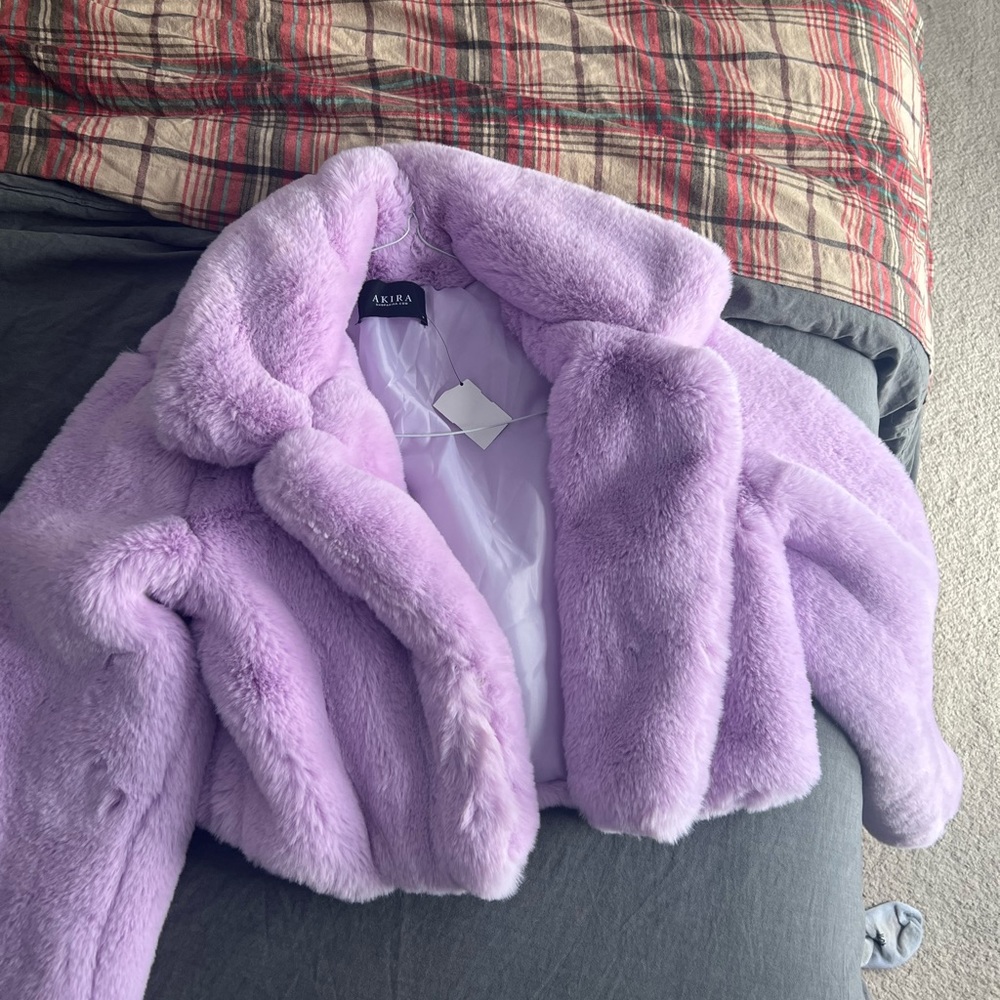 Lavender fur coat